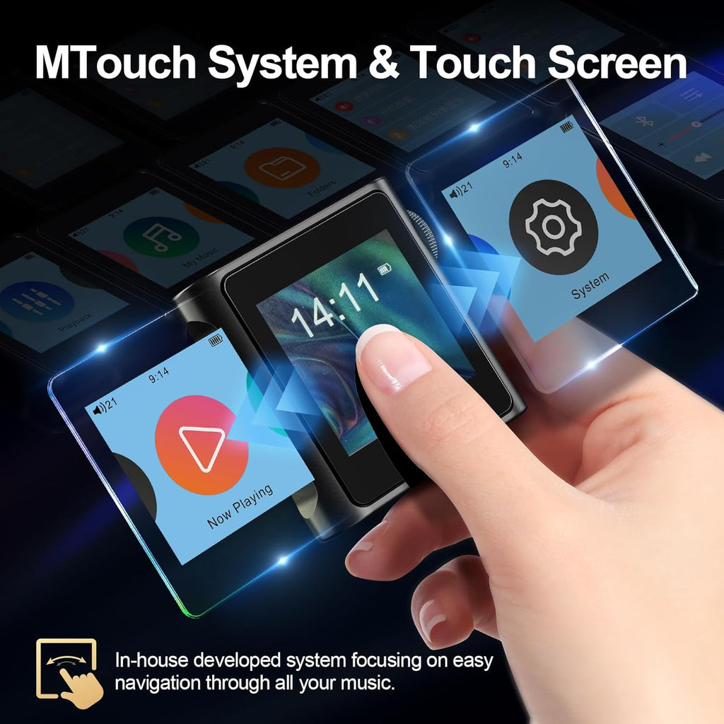 SHANLING M0s Portable MP3 Player Hi-Res Audio Players, 1.54" Touch Screen Hi-Fi MP3 Player with Bluetooth 5.0 LDAC, USB DAC/Amp, Up to 10 Hours Playback – Titanium
