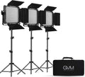 GVM 3 Pack LED Video Lighting Kits, Bi-Color Variable 2300K~6800K with Digital Display, 10~100% Brightness, CRI97+ TLCI97 Led Video Light Panel, Barndoor, App Control