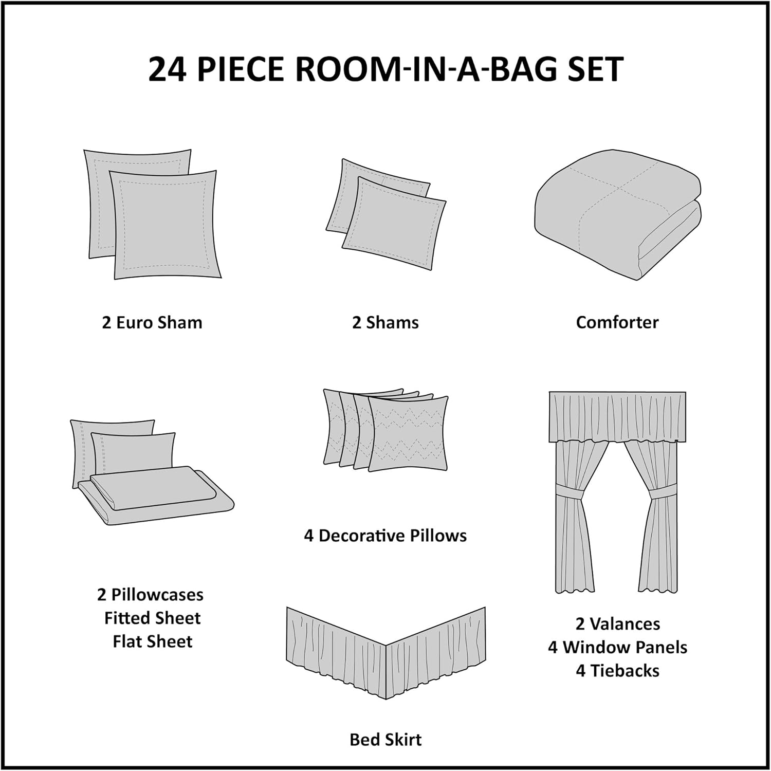 Madison Park Essentials Room in a Bag Faux Silk Comforter Set - Luxe Diamond Tufting All Season Bedding, Matching Curtains, Decorative Pillows, Taupe King(104"x92") 24 Piece