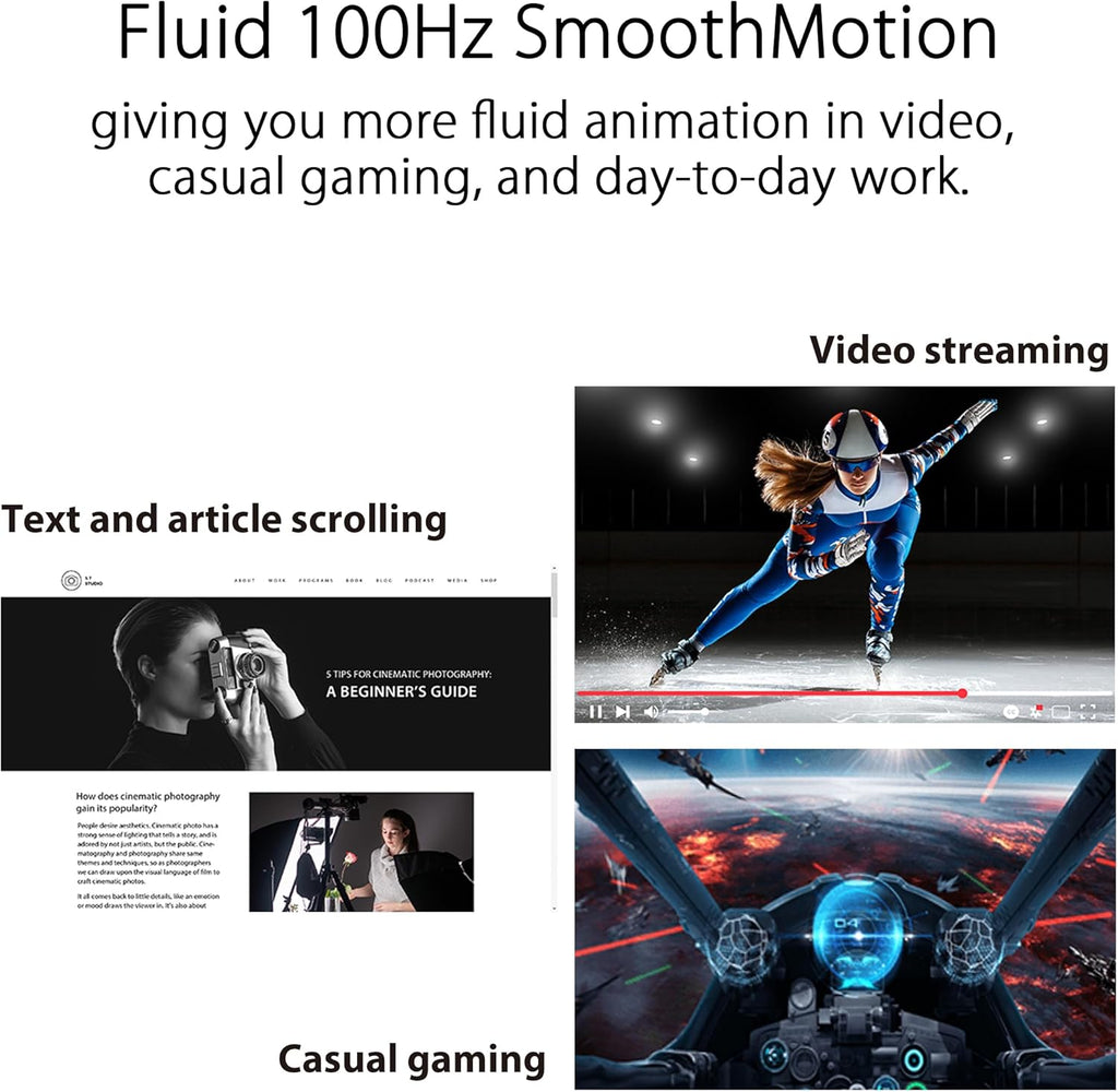 ASUS 24 Inch Frameless Monitor - 23.8-inch viewable, IPS, Full HD, 100Hz, 1080P, 1ms, Adaptive-Sync, for Working and Gaming, Flicker Free, HDMI, VESA Mountable, Tilt - VA24EHF