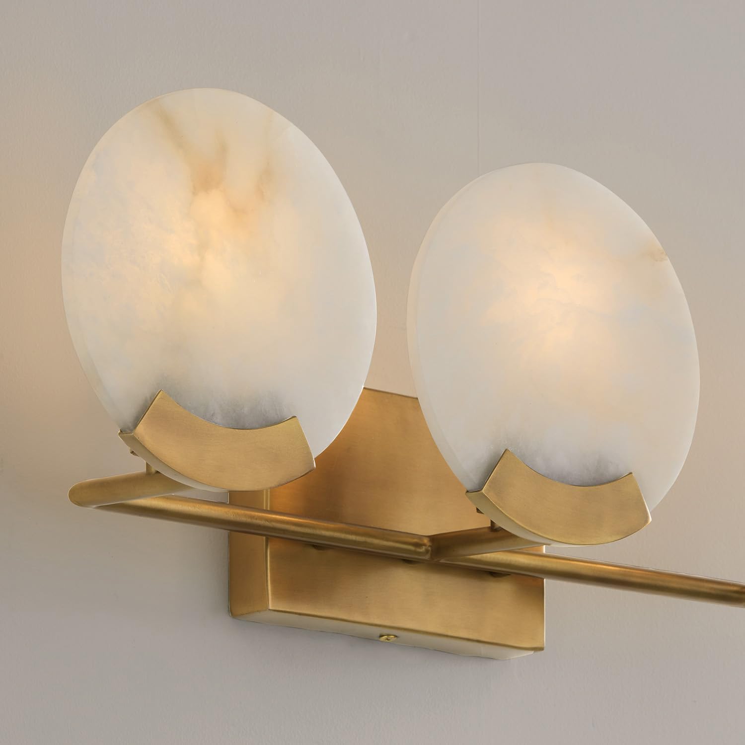 Capital Lighting 154631AD Oriya Modern Natural Alabaster Stone Bathroom Vanity Light, 3-Light 180 Total Watts, 8" H x 24" W, Aged Brass