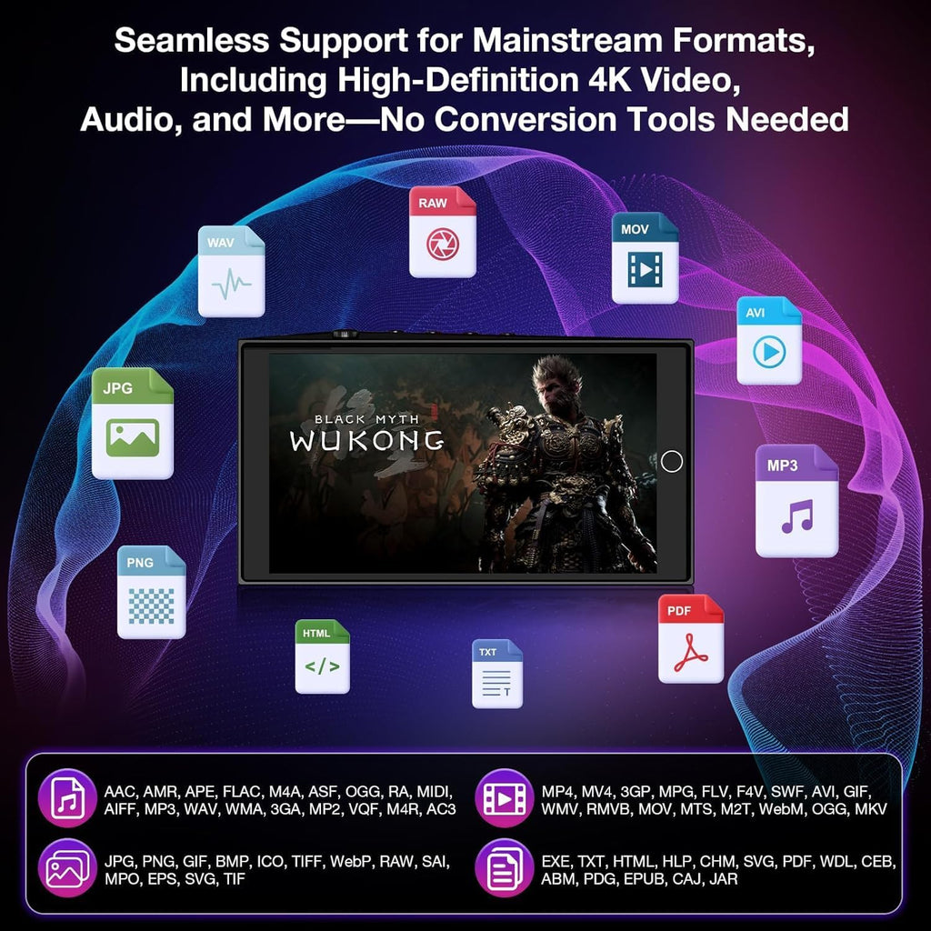 192GB 4.7" Touch Screen(1280P) Mp3 Player with Bluetooth and WiFi, Android 13 Music Player with Spotify,Pandora,Amazon Music,Bluetooth Mp3 Player with Camera,Mp3 & Mp4 Players for Kids