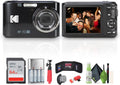 Kodak Pixpro FZ45 Digital Camera (Black) Bundle Including: 64 GB Memory Card, Rechargeable Batteries, Flexible Tripod, Card Reader, Hand Strap, Cleaning Kit, More