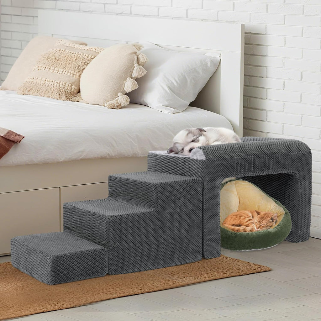 HOMBYS Stable Foam Dog Window Perch & Orthopedic Bed with Reinforced Metal Frame for Long-Lasting Support, Pet Bunk Bed for Dogs, Joint Relief & Window Viewing (Height 15.7")