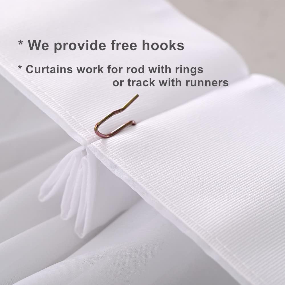 Pure White Chiffon Triple Pinched Pleats French Pleated 84 Inches Long Sheer Curtains for Living Room Window Treatment Tulle Kitchen Voile Bedroom Drapes (Pure White, 60W x 84L (2 Panels))