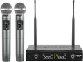 Phenyx Pro Wireless Microphone System, Metal Wireless Mic Set, Handheld Cordless Dynamic Microphones for Singing, Karaoke, Church, 2x30 UHF Tunable Frequencies,200 ft Range (PTU-52-2H)