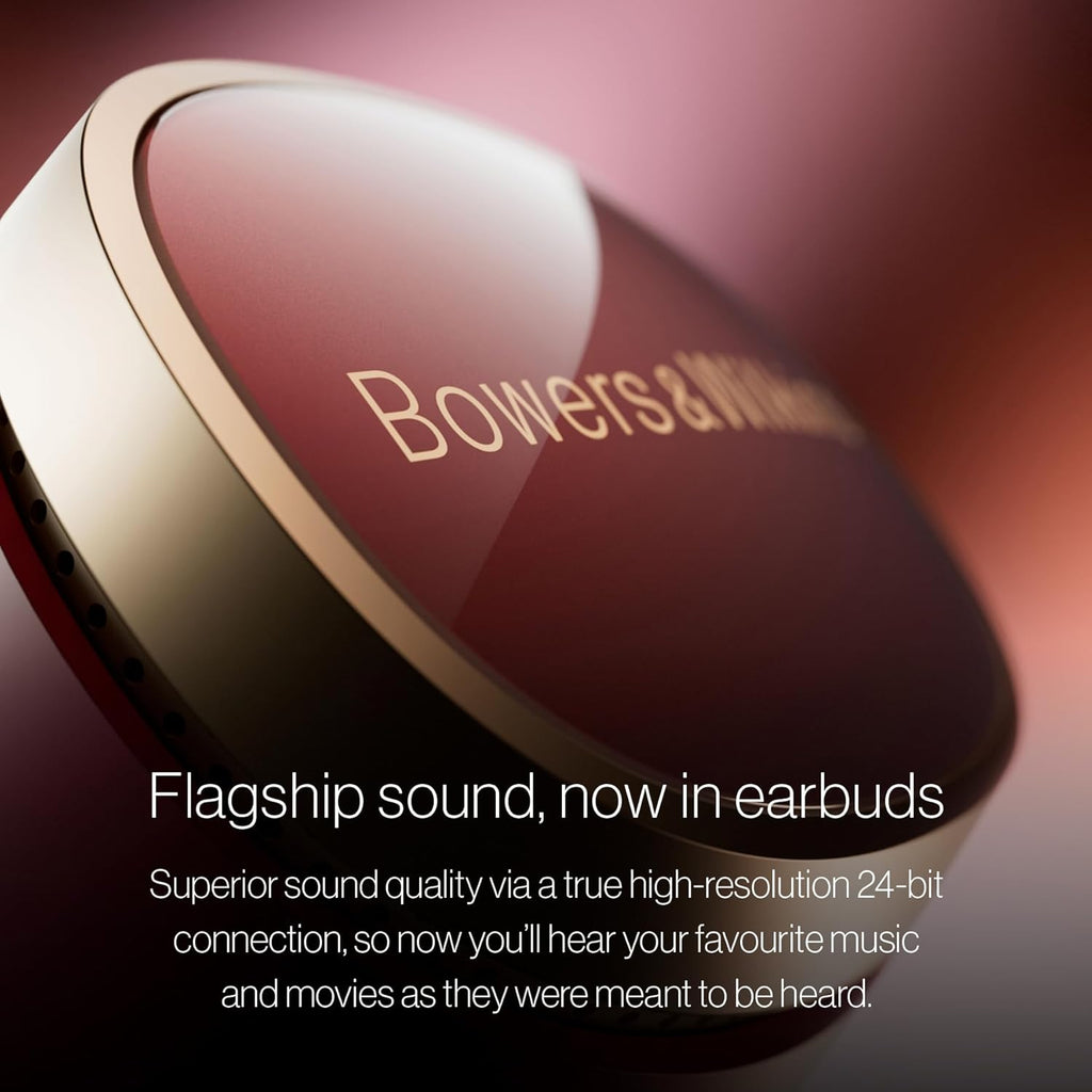 Bowers & Wilkins Pi8 Wireless Earbuds, Dark Burgundy, in-Ear Bluetooth Earphones with aptX Lossless Support, Active Noise Cancelling Earbuds, 3 Built-in Mics, 15-Min Quick Charging