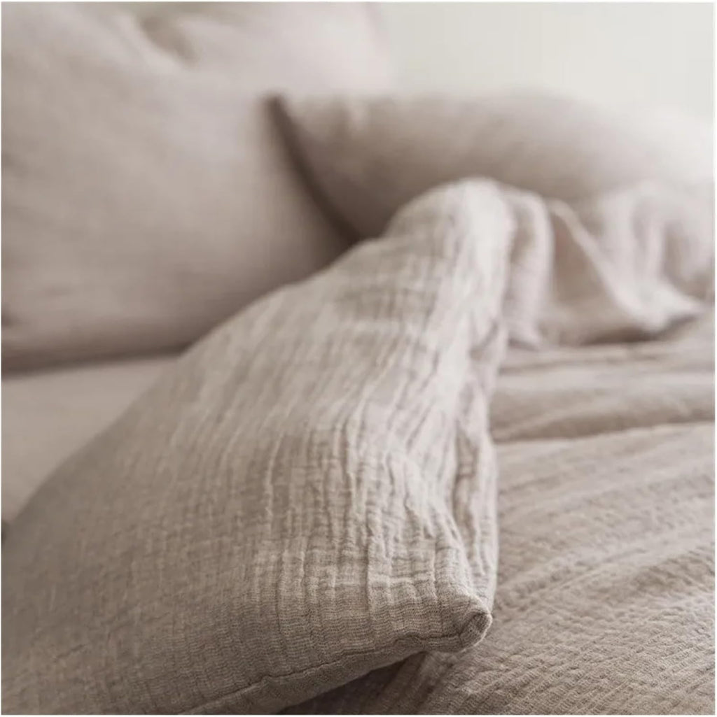 Natural Health Cotton and Linen Bedding Set Plain Color Super Soft Breathable Double Queen King Duvet Cover Bed Sheet Pillowcase,Bedding