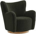 Modway Montrose Swivel Wingback Accent Chair in Fern Walnut Sherpa Teddy Fabric – Modern Furry Barrel Chair with 360-Degree Swivel Base – Soft and Comfy Living Room Chair
