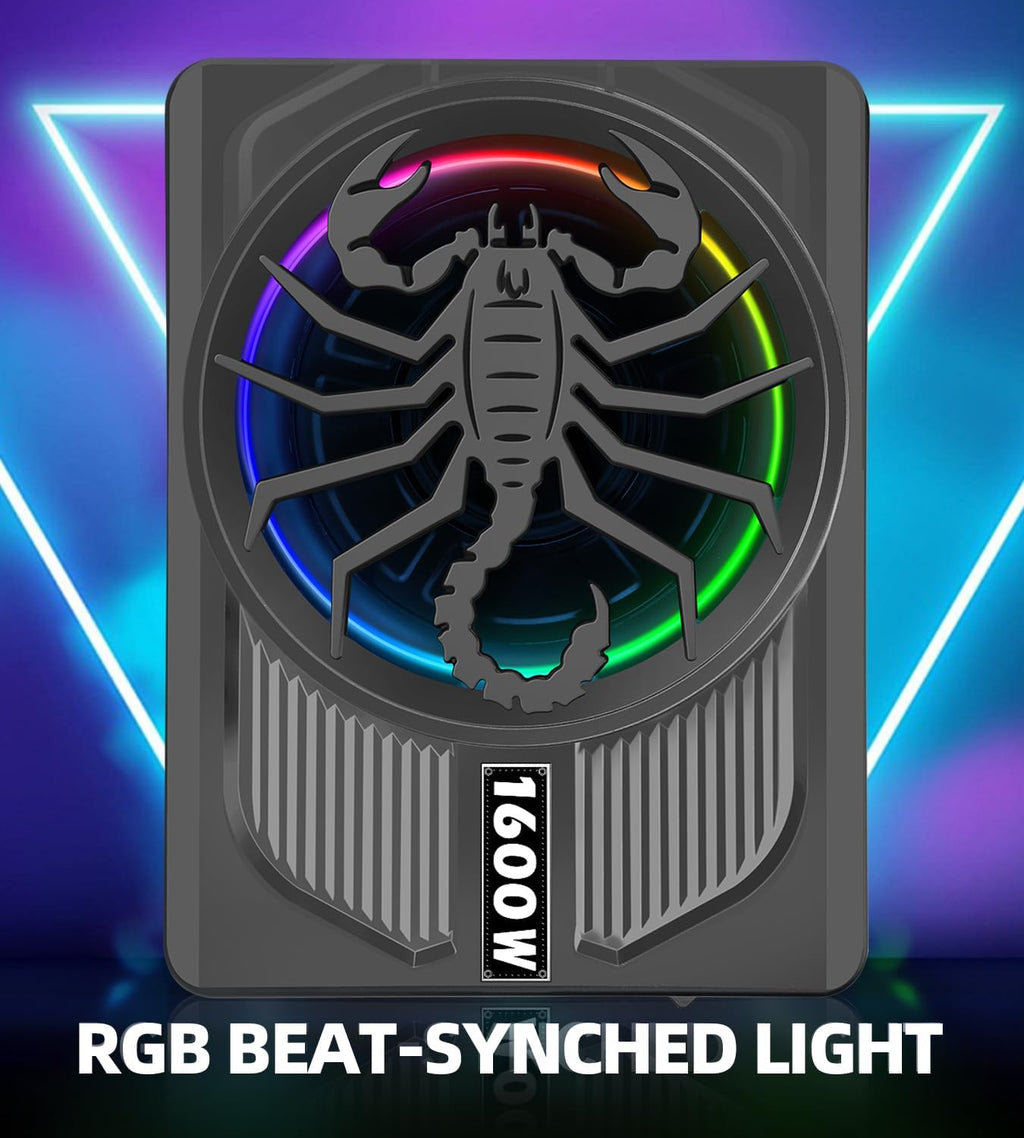1600W Slim Under seat Car Subwoofer and Amp Package, Powered Subwoofer with Built-in Amp, Subsonic Deep Bass, RGB Beat Light, Low Pass/Gain/Bass Boost Control, for Truck, SUV, Jeep, Car Audio