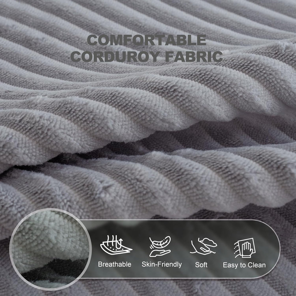 Giant Bean Bag Chair with Armrests - Oversized Cozy Seating for Adults, Corduroy Fabric & High-Resilience Foam Filling, Ideal Lounge for Living Room, Bedroom & Gaming Room (Grey)