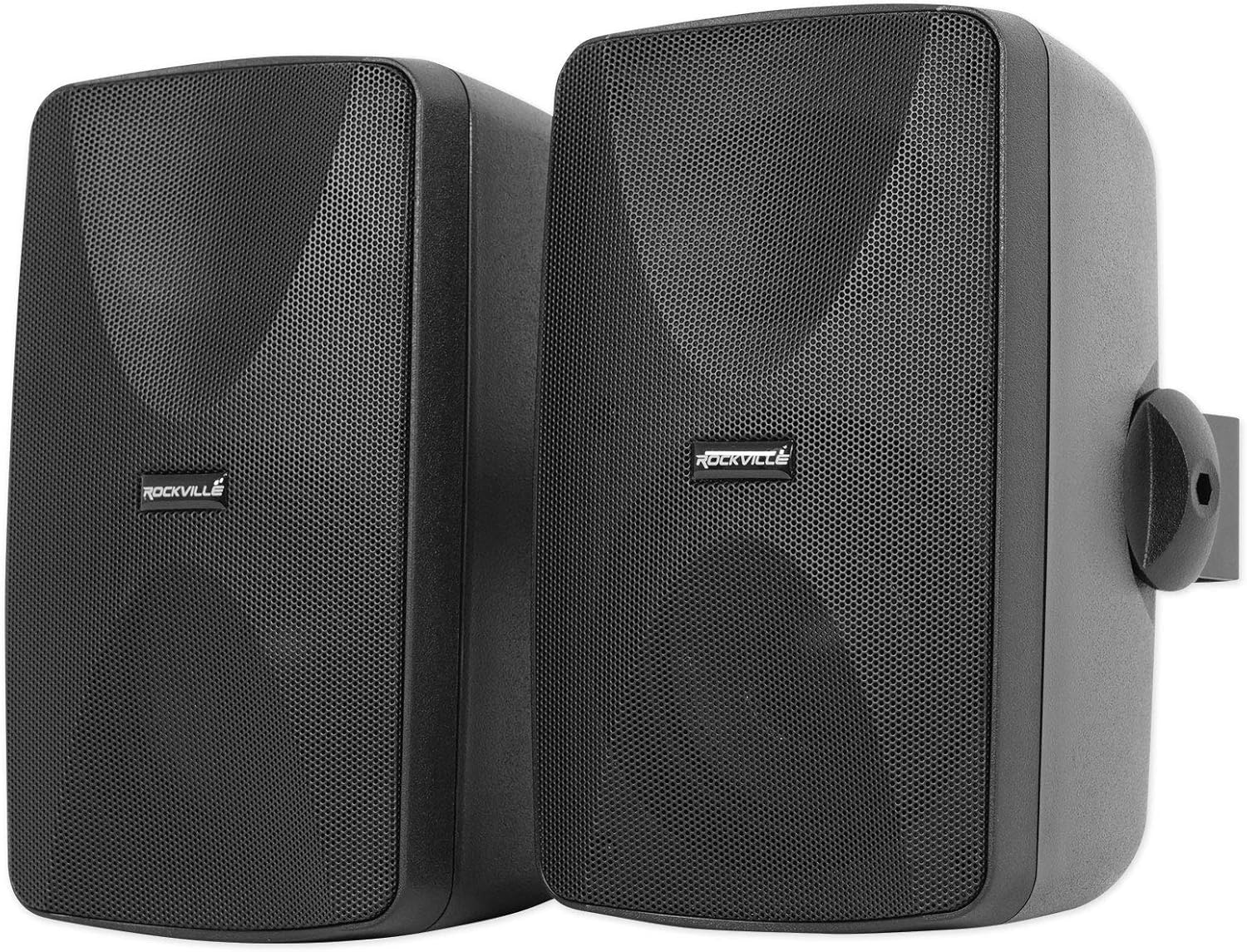 Rockville WET-7020B Black 5.25" 70V IPX55 Indoor/Outdoor Wall Speakers with 4-Way Swivel Brackets, Built-in Transformer tap Switch, Waterproof ABS & Aluminum Grill, for Multi-Room Home Audio, 4-Pairs