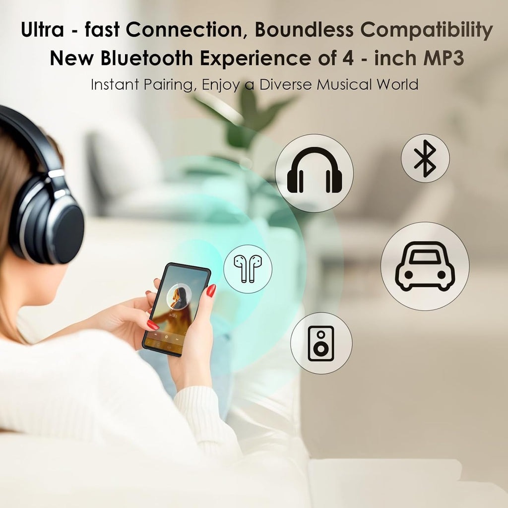 80GB Hi-Fi Smart MP3 Player with Bluetooth 5.0 and WiFi, 4 Inch Full Touch Screen IPS LCD Music Player, Built-in Speaker, Black