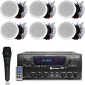 Home Theater System Kit 1000 Watts Bluetooth Receiver w/ 6 Qty 5.25" 175 Watts Each in-Wall in-Ceiling Speakers with Portable Microphone & Remote Control by Technical Pro