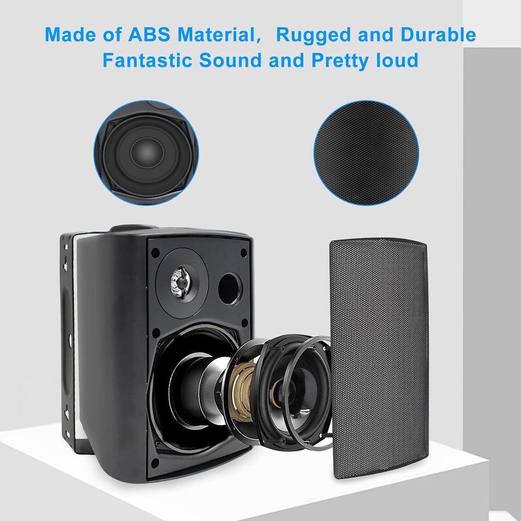 Herdio 5.25 Inches 600 Watts Passive Indoor Outdoor Speakers Wired Waterproof,Wall Mount Speakers with Loud Volume Suitable for Patio,Garden Home Theater,Black (2 Pairs)