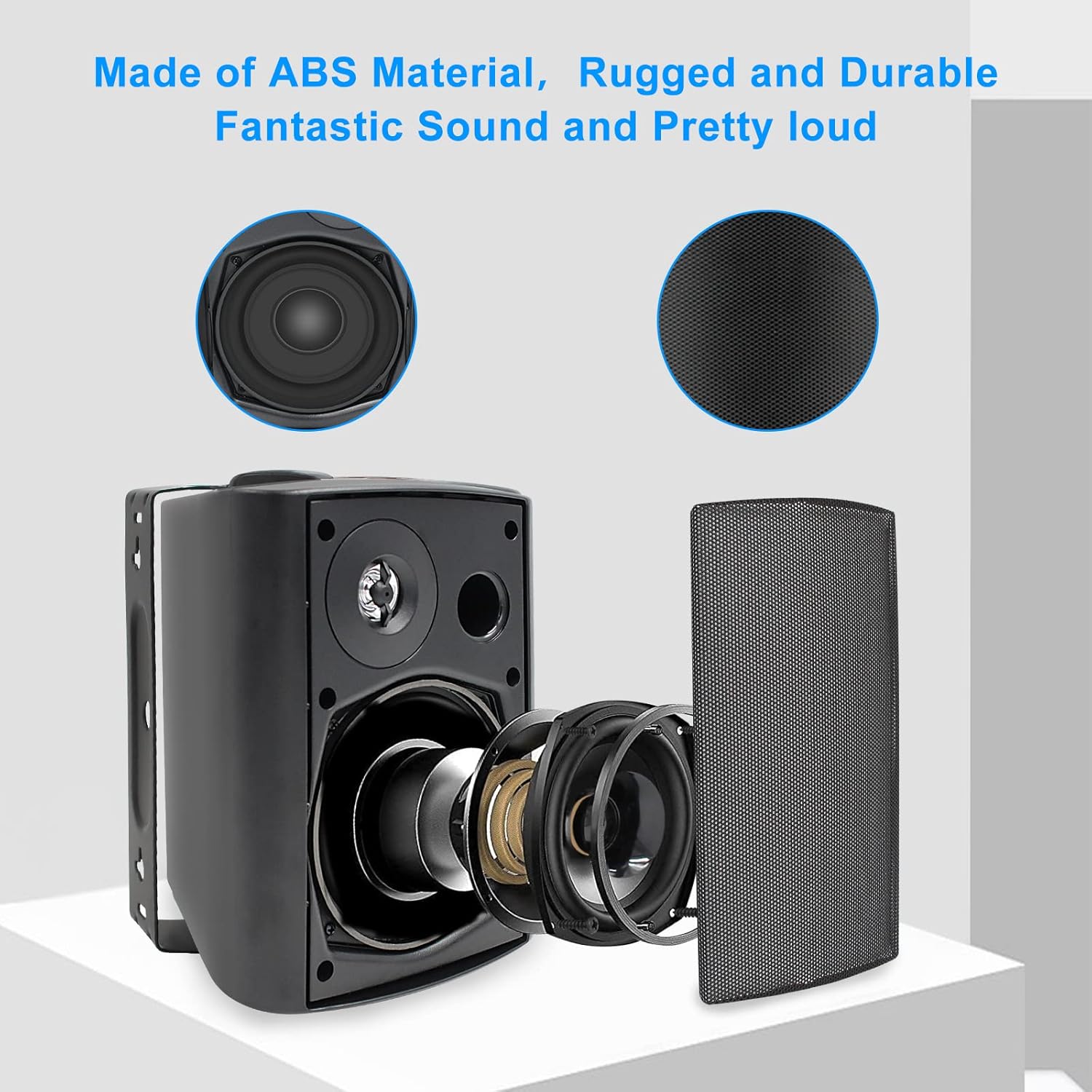Herdio 5.25 Inches 600 Watts Passive Indoor Outdoor Speakers Wired Waterproof,Wall Mount Speakers with Loud Volume Suitable for Patio,Garden Home Theater,Black (2 Pairs)
