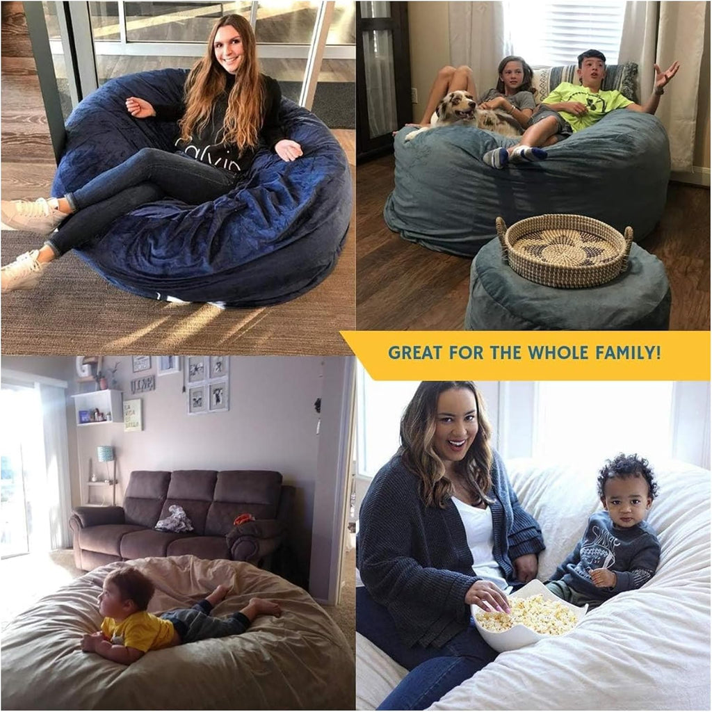Ultimate Sack Lounger Bean Bag Chair, Camel Fur Cover – Oversized Foam Loveseat, Floor Sofa, or Couch Bed for Bedroom, Living Area, Gaming Room, or Reading Lounge