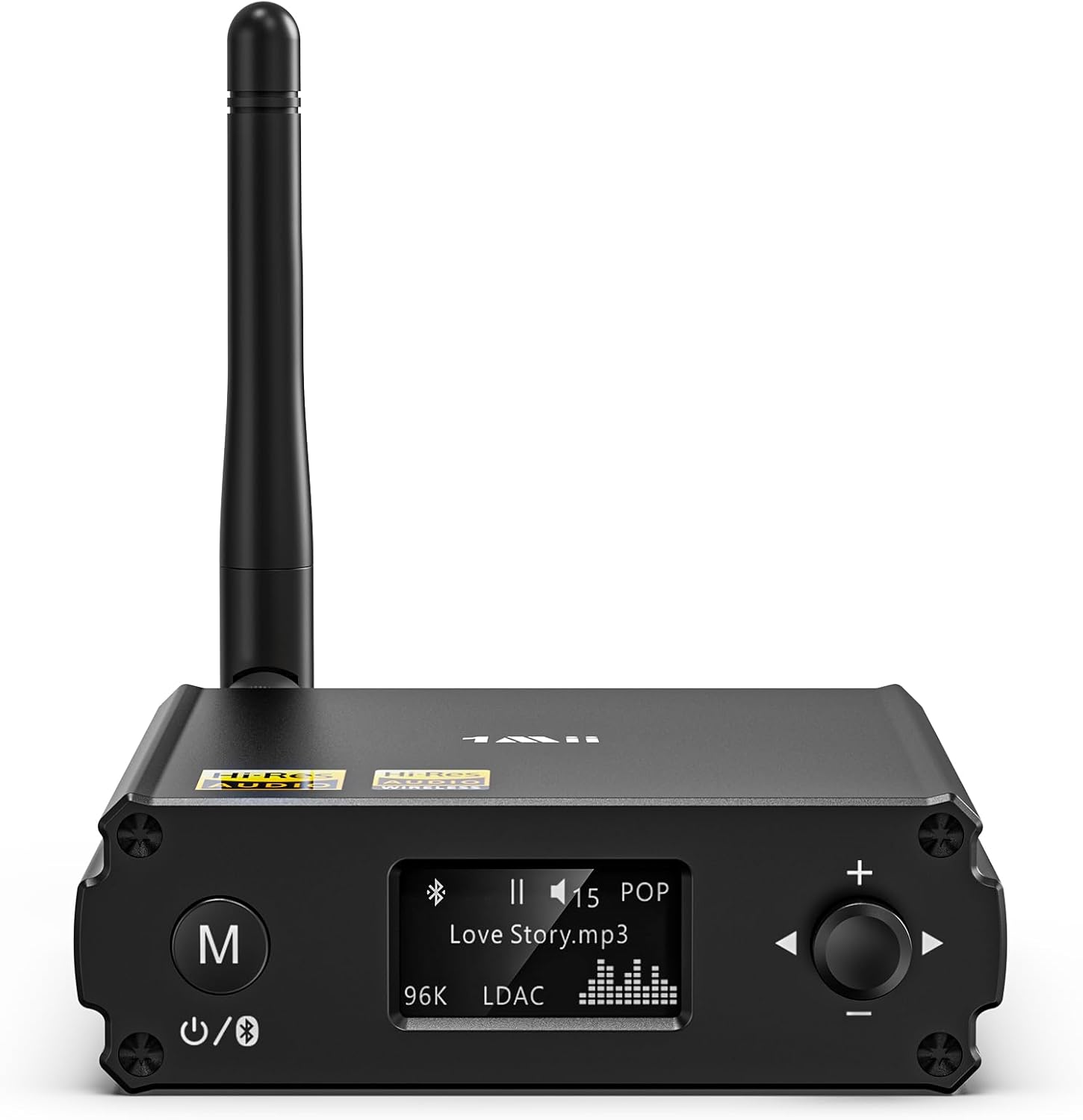 1Mii DS220 Hi-Res HiFi Bluetooth Receiver for Home Stereo, LDAC & aptX HD Wireless Music Receiver with Audiophile DAC, Optical/RCA Outputs for Amplifier & AV Receiver, OLED Display, 7 EQ Modes