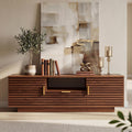 IRONCK TV Stand for TVs up to 65 Inch, Mid Century Modern Fluted Entertainment Center with Storage, TV Console with Cabinet and Adjustable Shelves for Living Room, Bedroom, Walnut