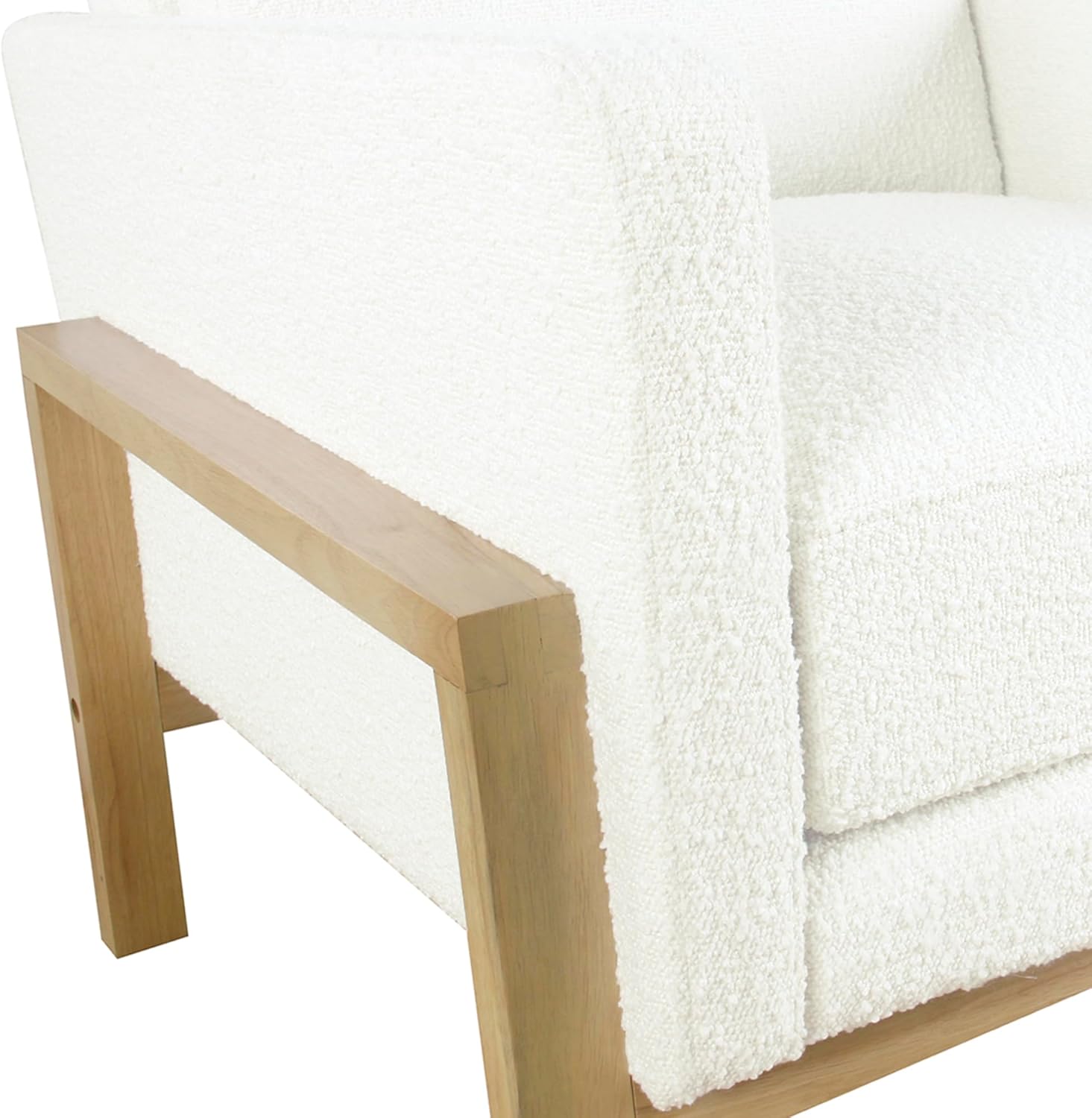HomePop Wood Frame Accent Chair | Homepop Home Decor | Accent Chairs for Living Room & Bedroom - Cream Boucle