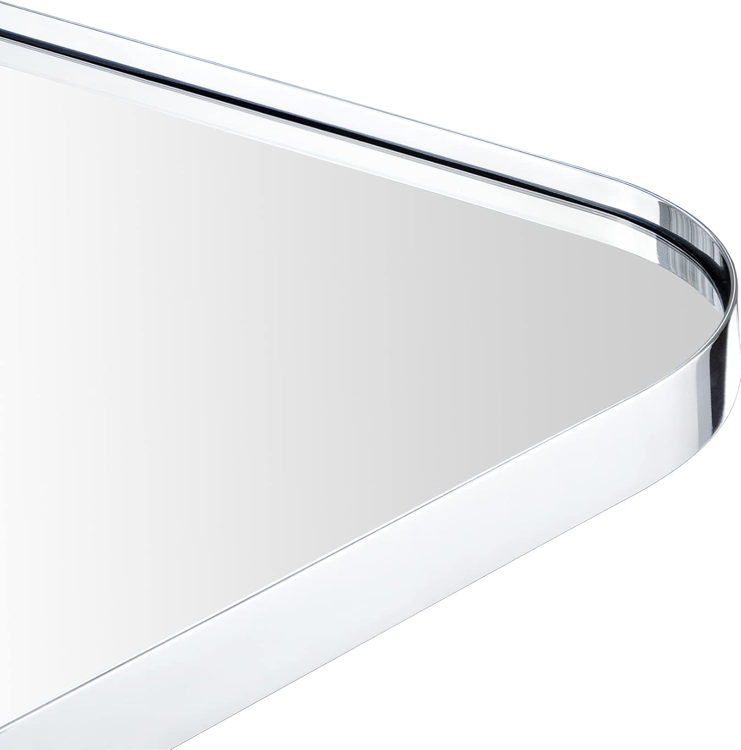 22x30'' Chrome Rounded Rectangle Bathroom Vanity Wall Mirror Stainless Steel Metal Framed Rectangular Bathroom Mirror, Vertical and Horizontal Hanging