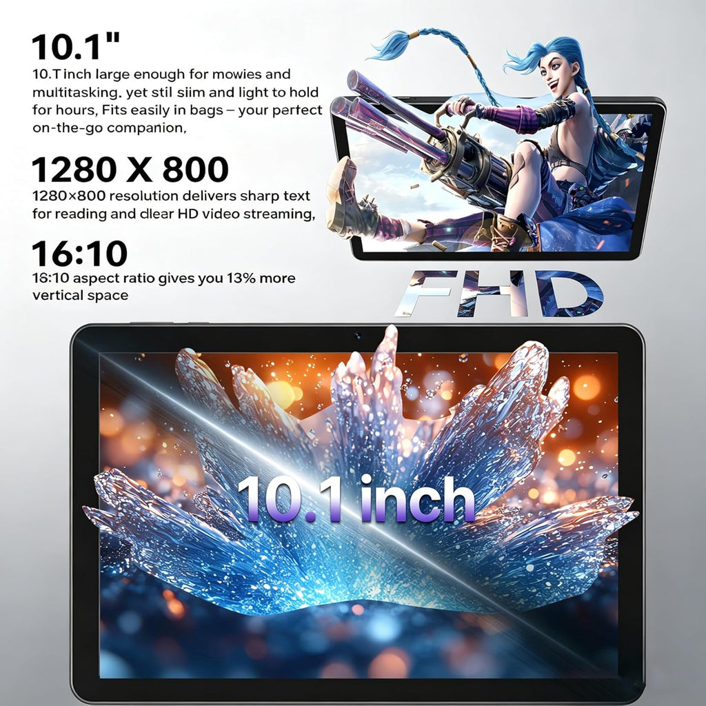 Tablet 10.1 Inch, Android 16 Tablet with 12GB RAM 64GB ROM (TF 2TB), Octa-Core Processor, 5G WiFi Tablets, 7000mAh Battery, GPS, Google Gemini AI Tablet, Tablets for Adults Students Kids 2026 Upgraded
