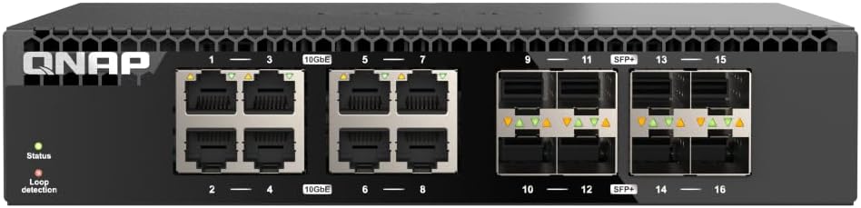 QNAP QSW-3216R-8S8T-US 16-Port Half-Width Rackmount 10GbE Unmanaged Switch for SMB/SOHO high-Speed Networking environmen