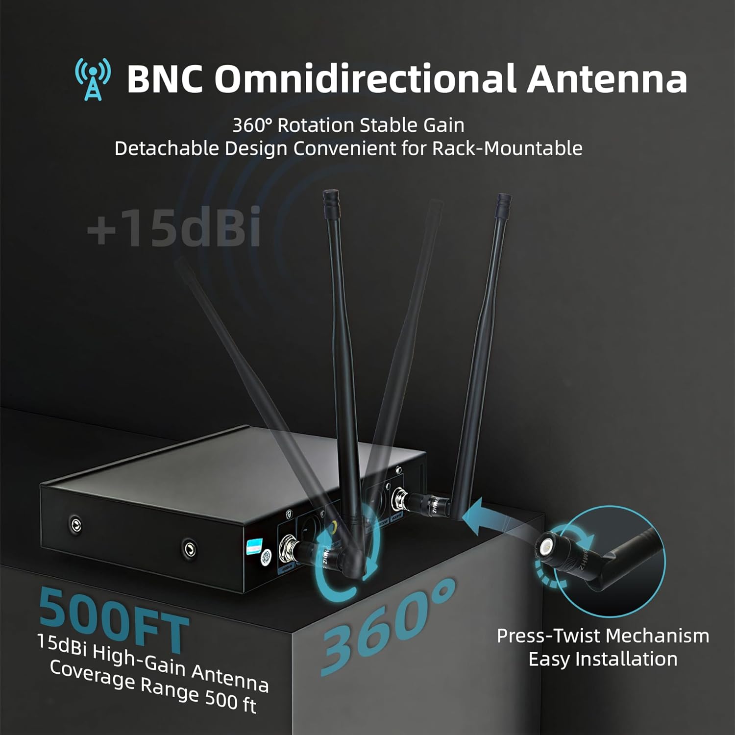 Professional Wireless Microphone System, 500ft Long Range 2.4G Cordless Mic Set with 40H Playtime, Rechargeable Dynamic Microphones Memory Function for Karaoke Singing, DJ, Church, Party, Wedding