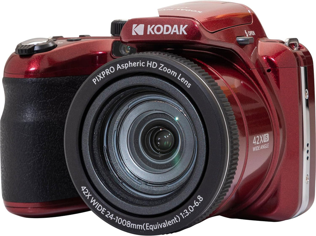 Kodak PIXPRO AZ425 Digital Camera + 32GB Memory Card + Camera Case (Black) + Battery + Charger + USB Card Reader + Table Tripod + Accessories (Red)