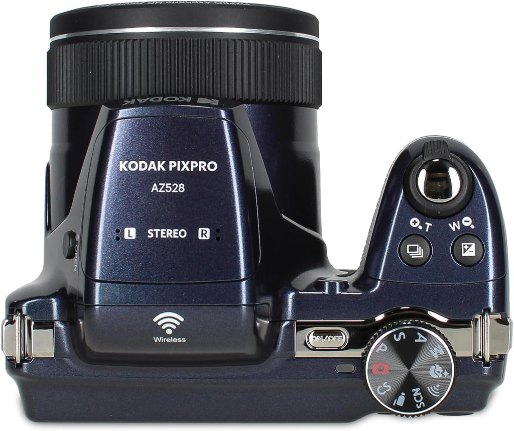 Kodak PIXPRO AZ528 Digital Camera (Blue) | 16MP Sensor, 52x Optical Zoom, 24mm Wide-Angle Lens, Optical is & Wi-Fi Connectivity | Great for Travel & Family Photos (AZ528MB) + 32GB Card + Bag + Cloth
