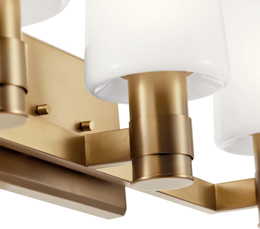 Kichler Adani 3-Light Vanity Light Fixture, Modern Bathroom Vanity Lighting with Opal Glass in Champagne Bronze for Bathroom or Powder Room Wall Mount (8.25" x 24"), 55176CPZ