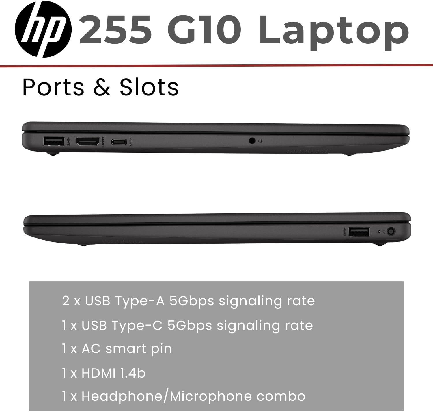 HP 255 G10 15.6" FHD Business Laptop, AMD Ryzen 7 7730U, 16GB RAM, 1TB PCIe SSD, Numeric Keypad, Webcam, Wi-Fi 6, HDMI, Windows 11 Pro, Black