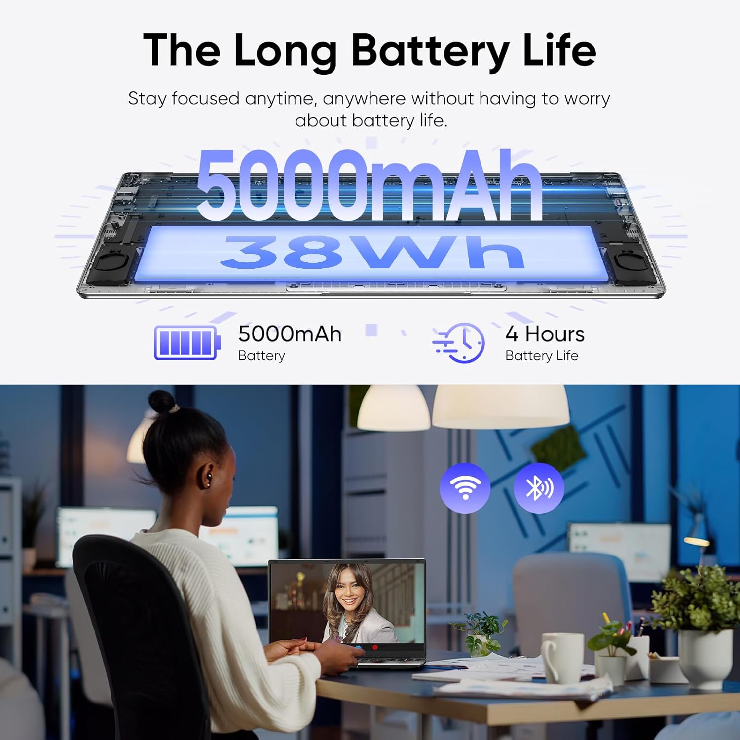 15.6" Laptop, 8GB RAM 256GB Storage, Celeron N4000 (up to 2.6GHz) 100% sRGB Screen, MS Office 2024, Win11 Pro Notebook Computer, Dual Band Wi-Fi, BT5.0, USB-A, Long Battery Life, Silver