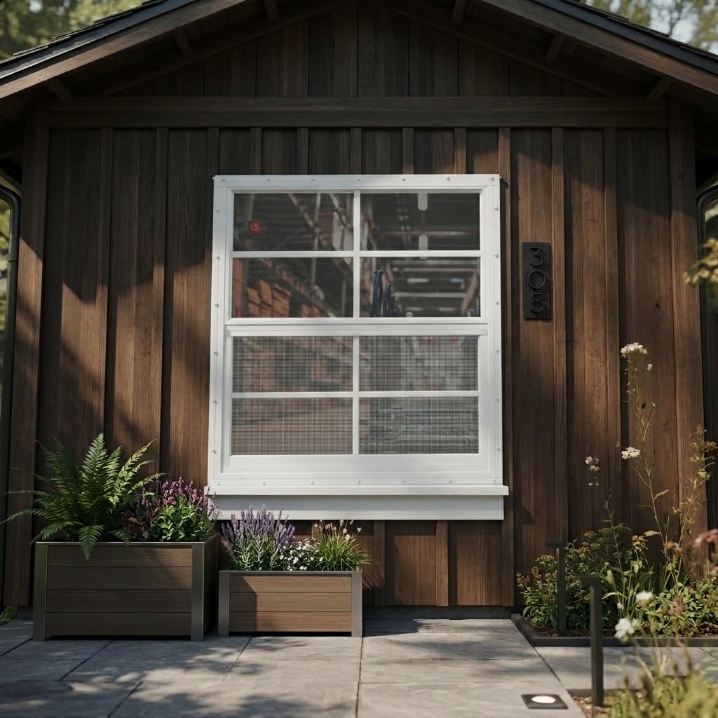 NeatiEase 2 Pack Shed Window, 24" x 36" Flush Mount Window with Tempered Glass and Fiberglass Screen for Shed, Chicken Coop, Playhouse, Household, Garage