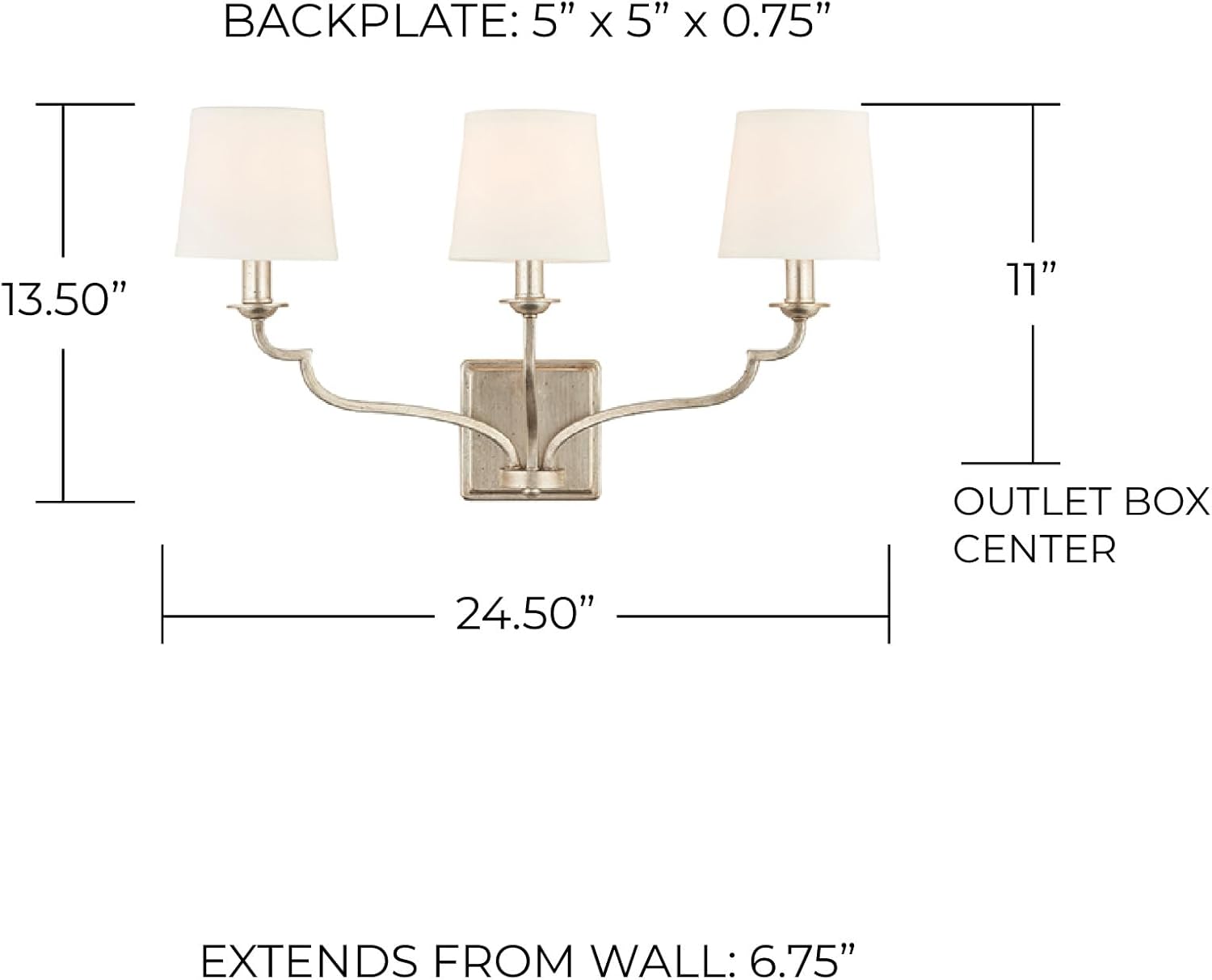 Capital Lighting 138731WG-698 Ophelia White Fabric Bath Vanity Wall Mount, 3-Light 180 Total Watts, 14" H x 25" W, Winter Gold
