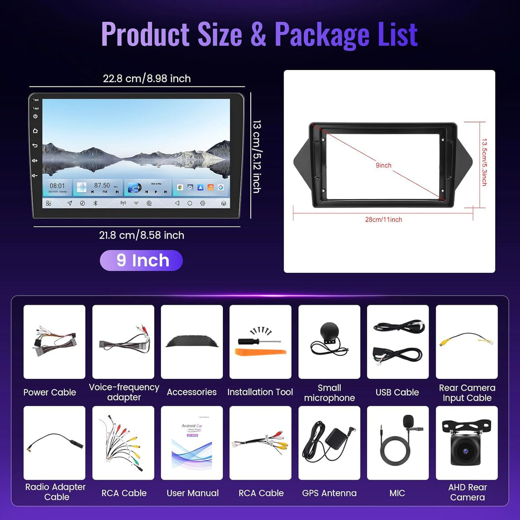 Qualcomm Octa-Core 4G+64G Car Stereo for Honda Acura MDX 2007-2013 with 9" 1280P QLED Touchscreen/5G WiFi/DSP/Hi-Res Audio/OTA, Android Car Radio Carplay Android Auto BT5.1/WiFi/SWC/GPS