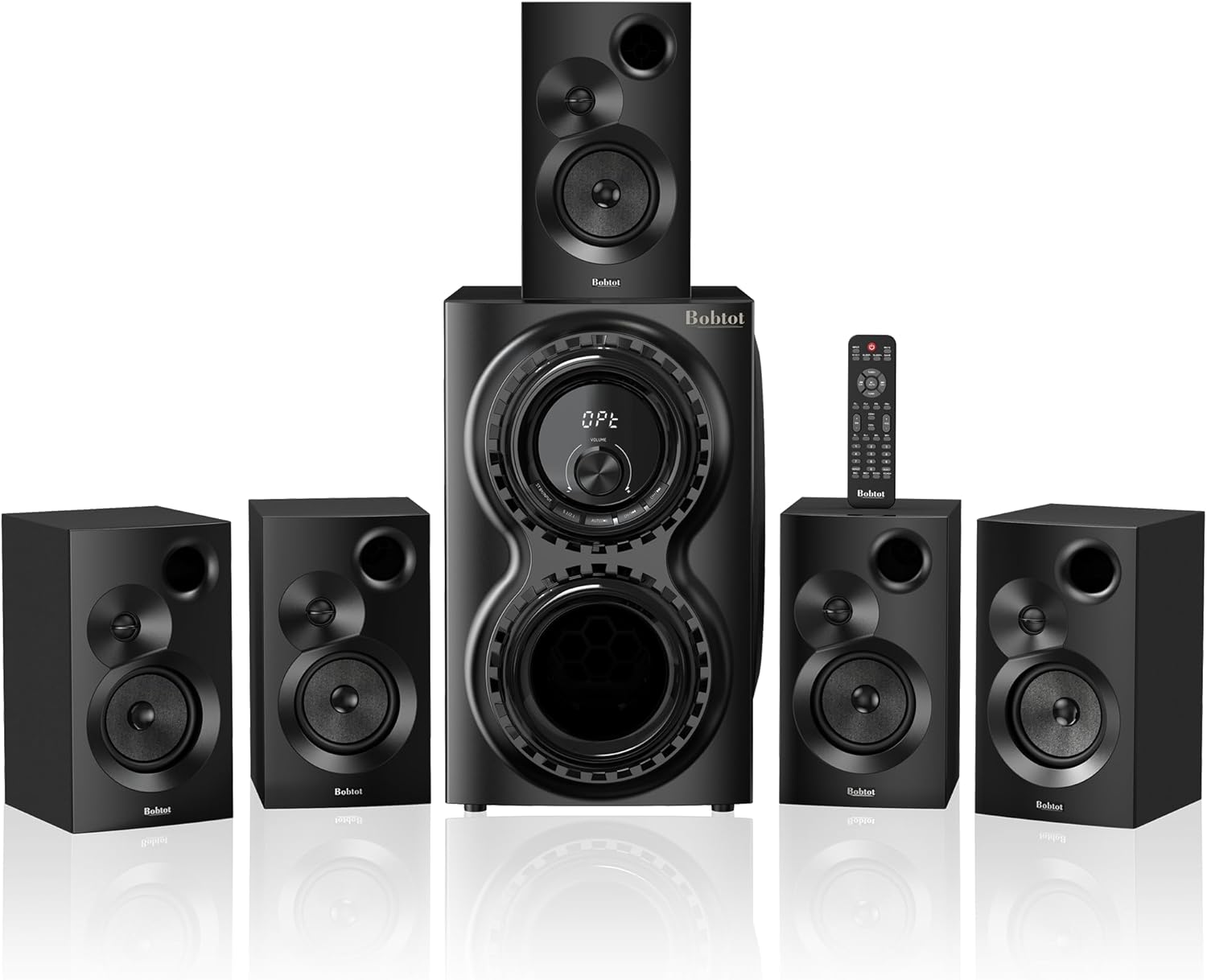 Bobtot Surround Sound Systems 1400 Watts Peak Power Home Theater Speakers - 12" Subwoofer Strong Bass 5.1 Wired Loud Stereo Audio System with ARC Optical Bluetooth Input for TV