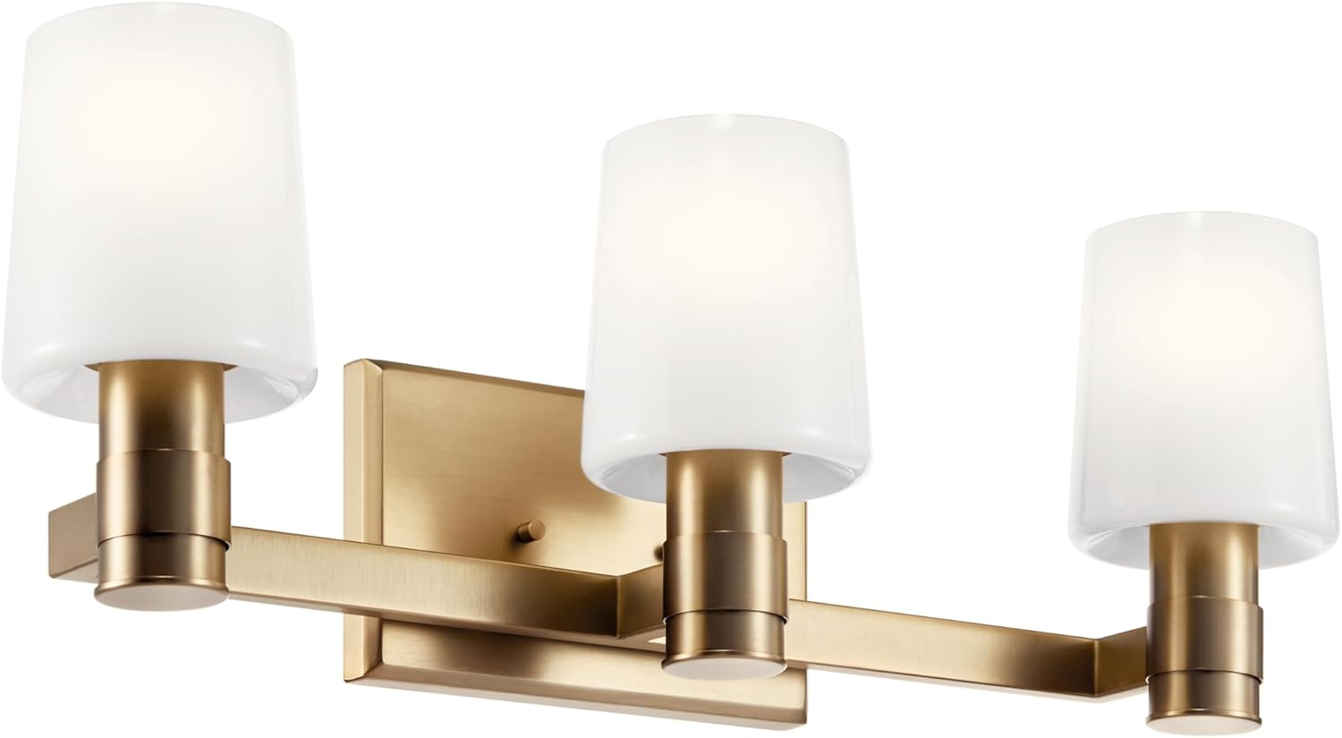 Kichler Adani 3-Light Vanity Light Fixture, Modern Bathroom Vanity Lighting with Opal Glass in Champagne Bronze for Bathroom or Powder Room Wall Mount (8.25" x 24"), 55176CPZ