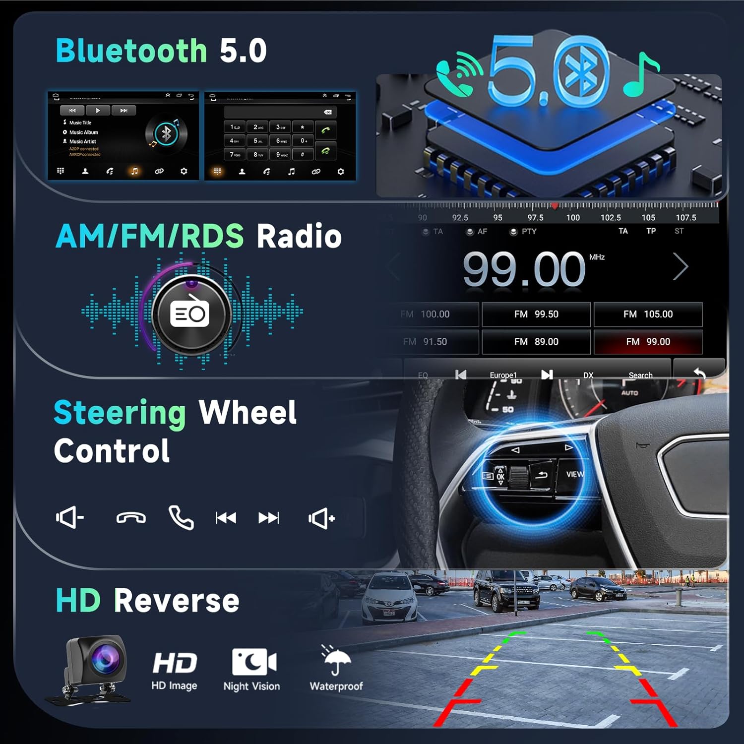 Podofo 8 Core 8+128G Android Car Radio Stereo for Honda Civic 2006-2011 with Wireless Carplay Android Auto, 10.1" QLED Touch Screen, WiFi/4G, GPS, DSP/Hi-Res, AM/FM, Bluetooth 5.0, Backup Camera