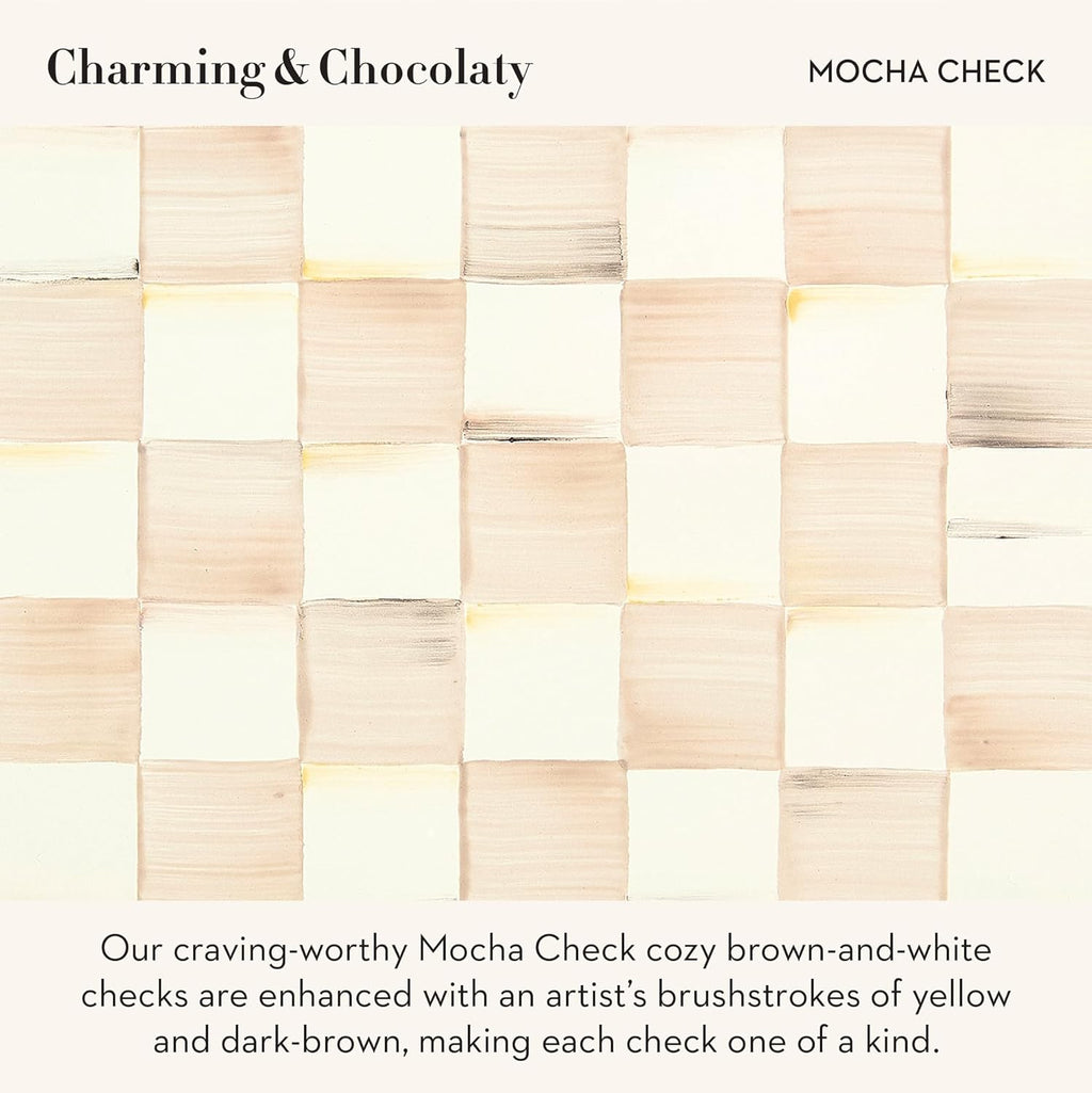 MACKENZIE-CHILDS Enamel Large Vase, Unique Flower-Vase Decor, Brown-and-White Mocha Check