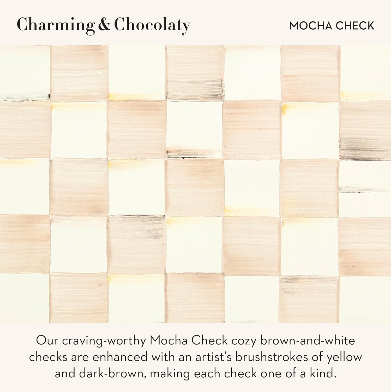 MACKENZIE-CHILDS Enamel Large Vase, Unique Flower-Vase Decor, Brown-and-White Mocha Check