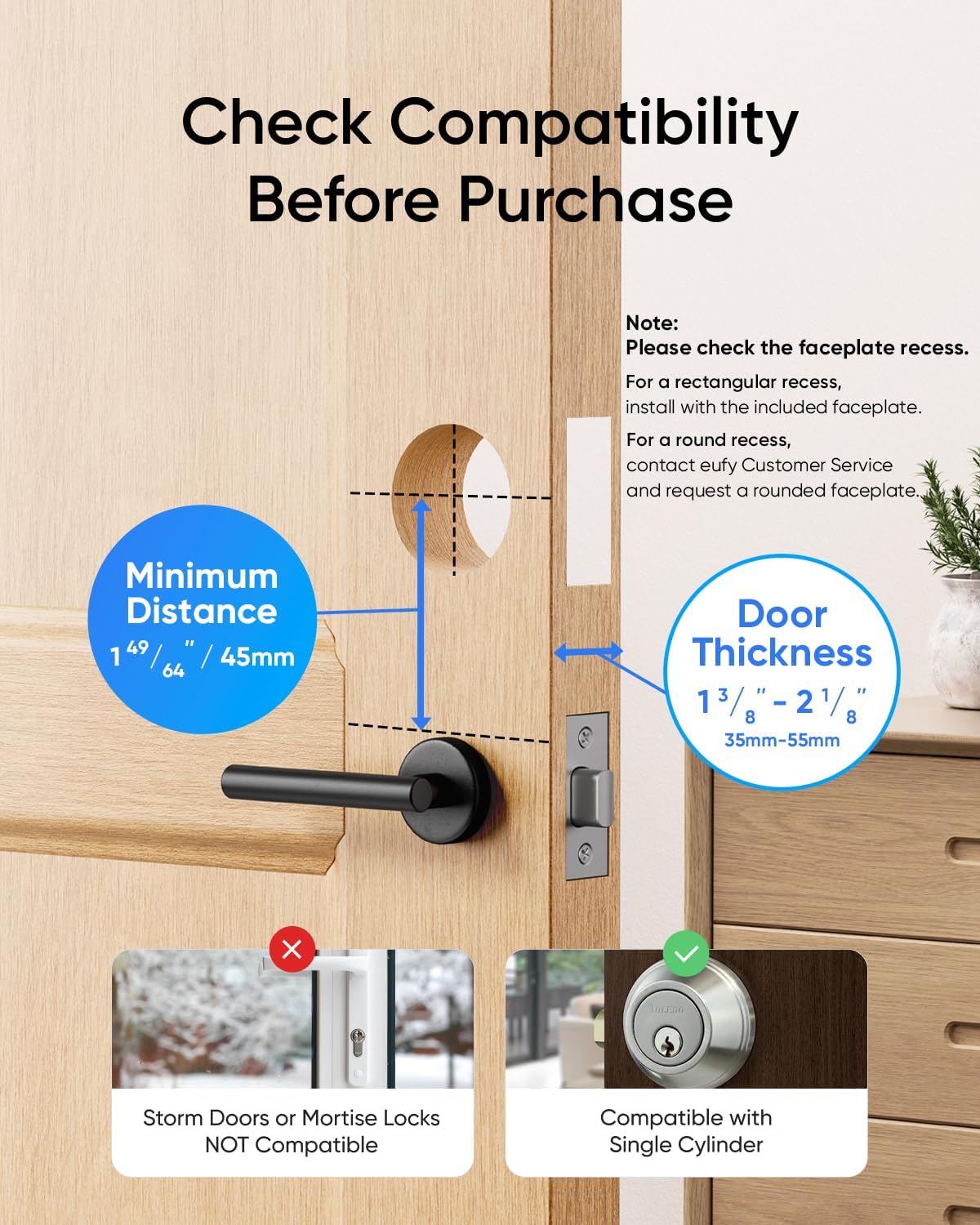 eufy Security Video Smart Lock E330, 3-in-1 Camera+Doorbell+Fingerprint Keyless Entry Door Lock, Smart Built-in Wi-Fi Deadbolt for Front Door, Auto Lock, 8 GB Built‑in Storage, Easy Installation