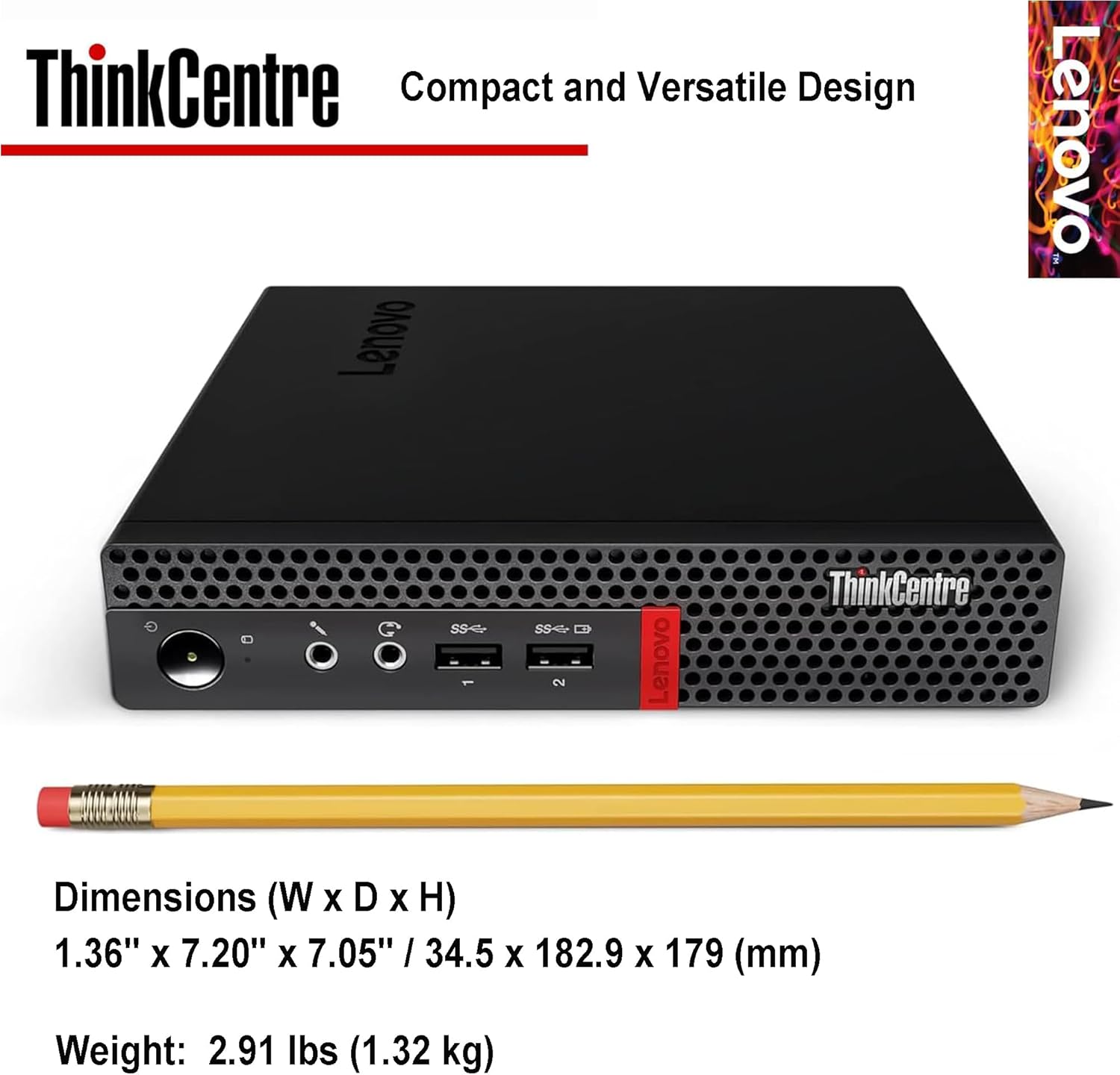 Lenovo ThinkCentre Micro Desktop, 16GB DDR4 RAM, 1TB SSD Drive, AMD Processor & Graphics, Dual-Display Support, Wi-Fi, Bluetooth, USB, RJ-45, Windows 11 Pro, Business-Grade, Home-Friendly