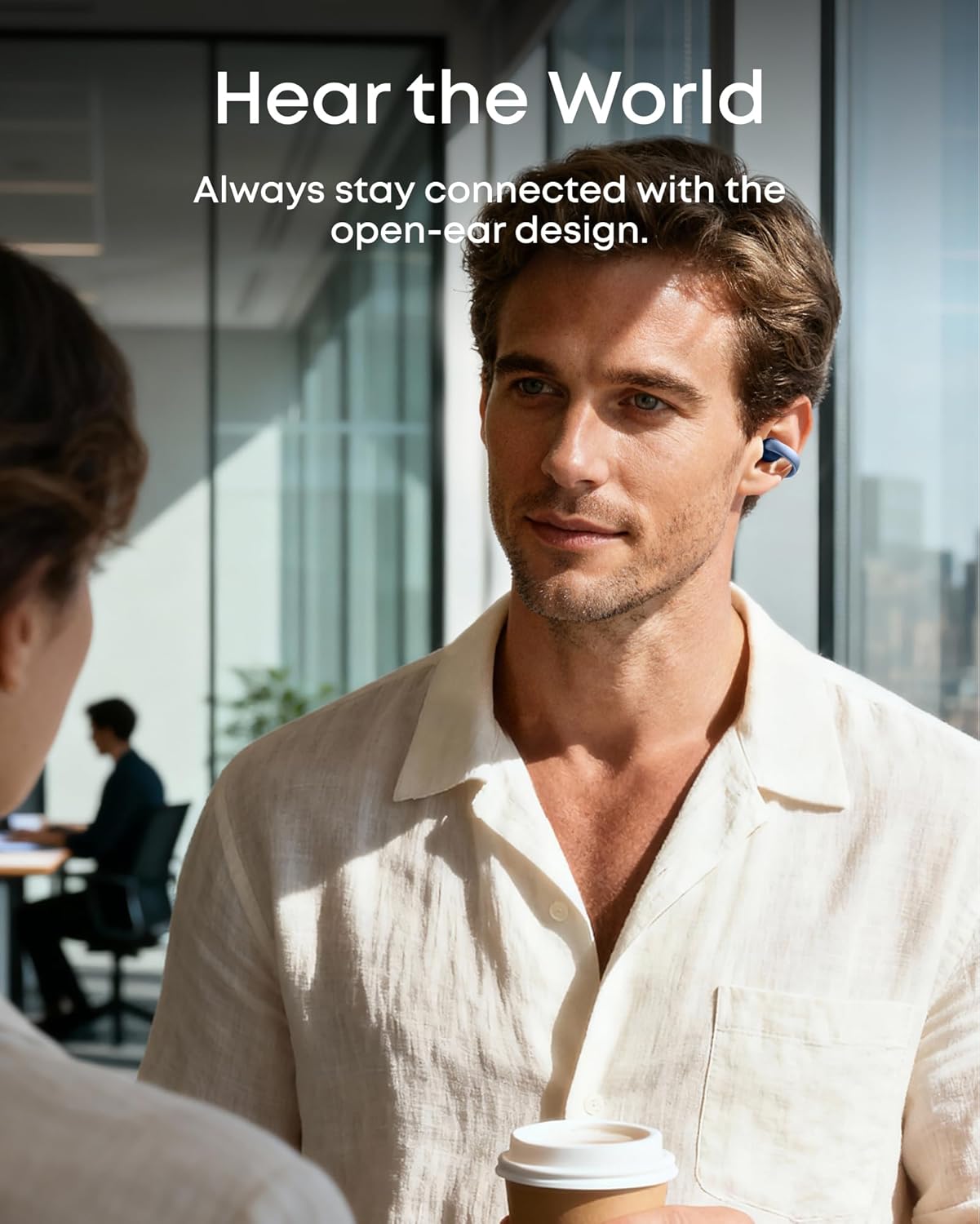 Soundcore AeroClip by Anker, Open-Ear Earbuds, Clip-On Headphones, Adaptive Comfort, Clear Calls with 4 Mics and AI, Stable Fit, 12mm Drivers for Powerful Bass, Hi-Res, Open-Ring Design