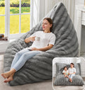 Hobestluk 3 in 1 Bean Bag Chair Giant Bean Bag Chairs for Adults with Ripple Cover Convertible Bean Bag Floor Cushion with Machine Washable Cover for Living Room (Ripple Grey)