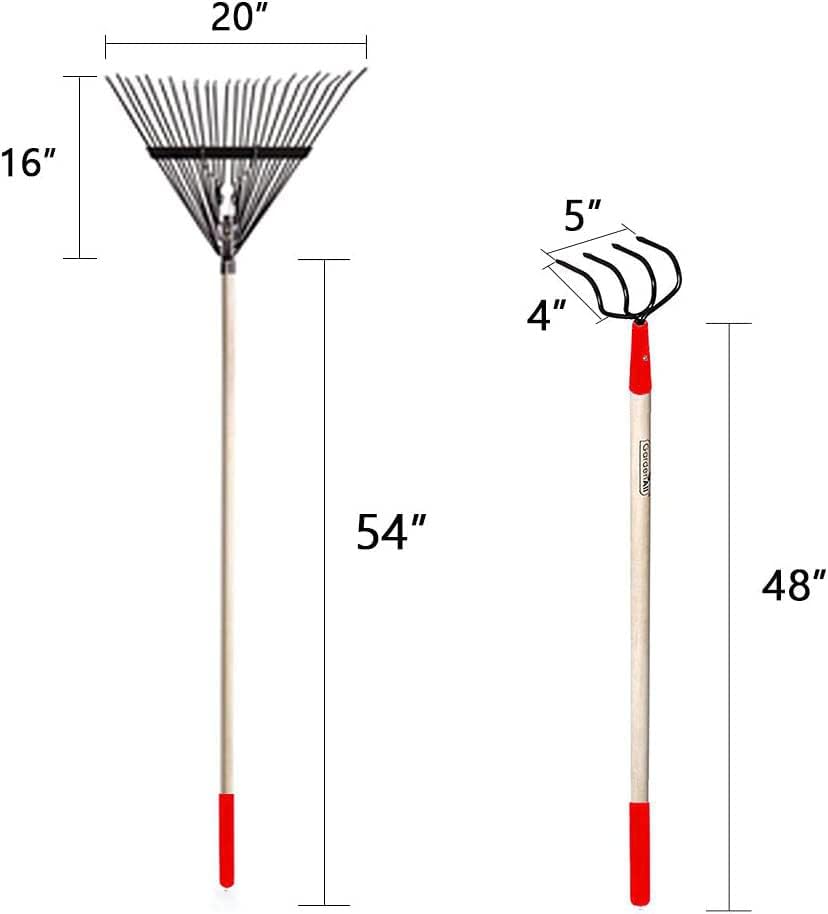 GardenAll 7-Piece Long Handle Garden Tools Set, Include Shovel Rake Hoe,Gardening Tools for Women,Lightweight Ergonomic Wood Handle Yard Work Set
