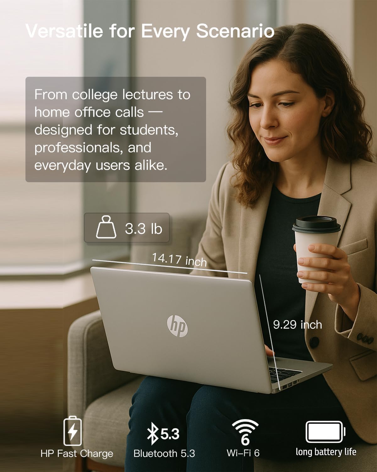 HP Latest 15.6" FHD Business Laptop, Intel Dual Core Processor Series, 8GB RAM | 256GB PCIe SSD, Wi-Fi 6, Copilot AI, SD Card Reader, Win11 Pro with Office 365 for The Web, for Work&Study