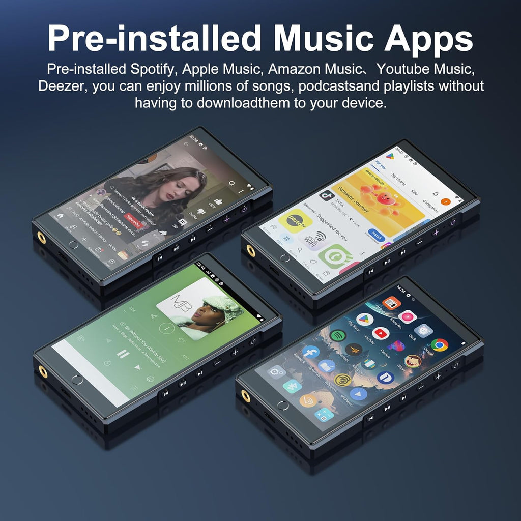 144GB Smart MP3 Player with Bluetooth and WiFi,KeenPlus MP4 4.3" Touch Screen and Android 13 Supports Latest Apps & Browsing,Pre-Installed Spotify,Amazon Music & Mainstream Apps,Parental Controls