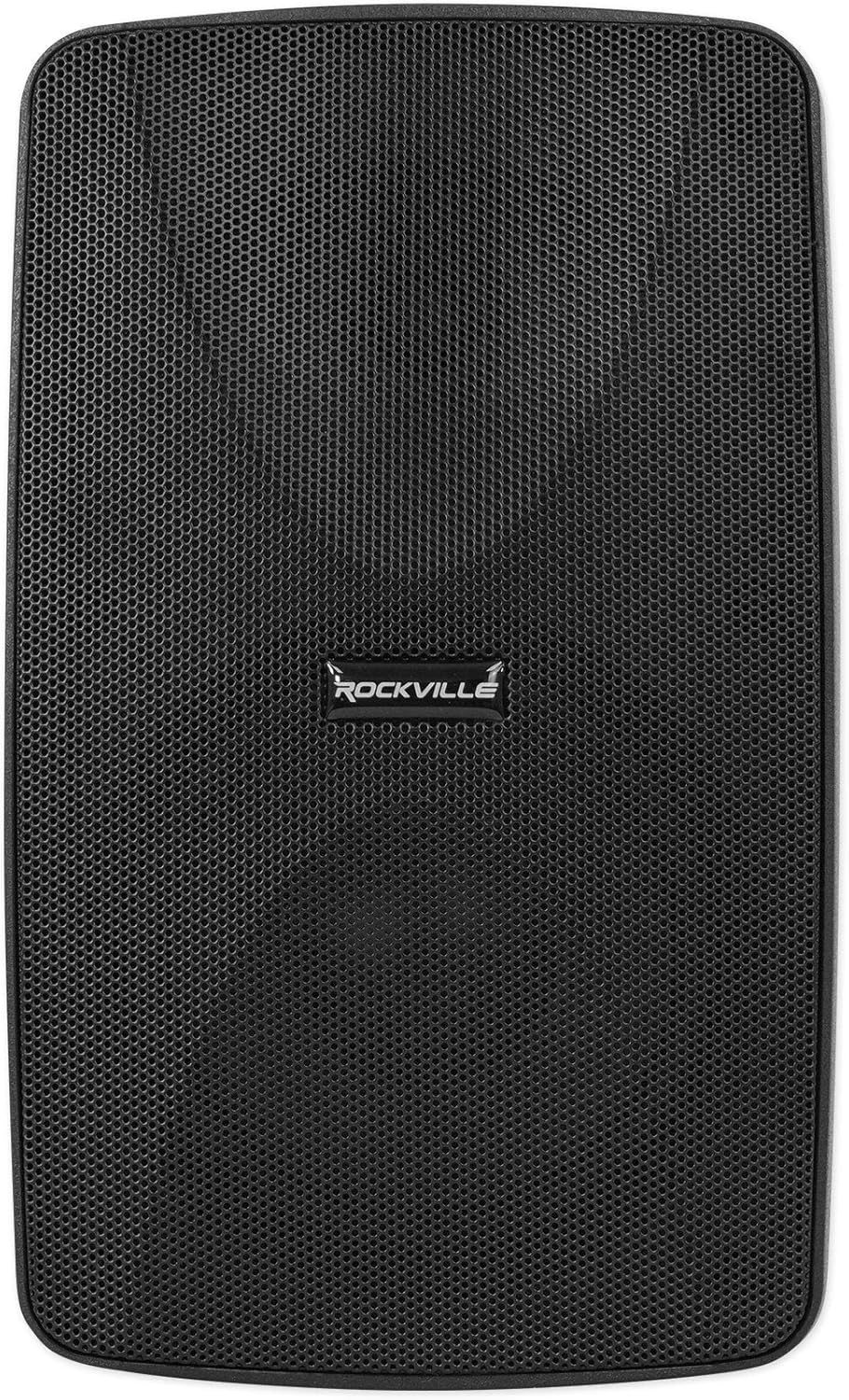 Rockville WET-7020B Black 5.25" 70V IPX55 Indoor/Outdoor Wall Speakers with 4-Way Swivel Brackets, Built-in Transformer tap Switch, Waterproof ABS & Aluminum Grill, for Multi-Room Home Audio, 4-Pairs
