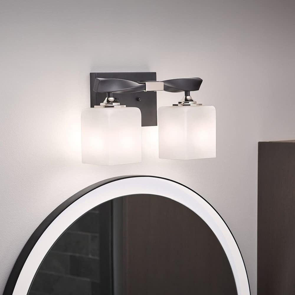 KICHLER Marette 13.5 " 2 Light Vanity Light with Satin Etched Cased Opal Glass in Brushed Nickel